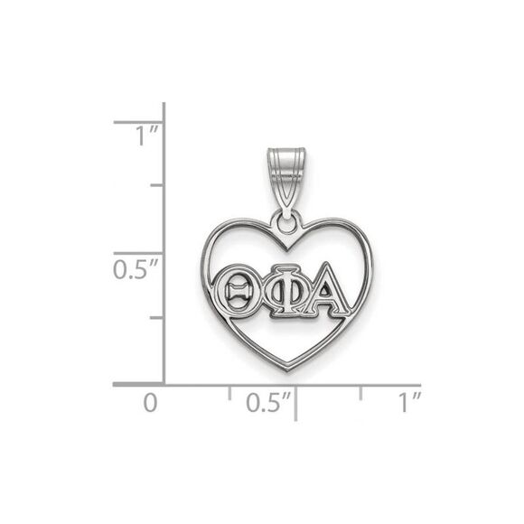 Sterling Silver Theta Phi Alpha Heart Greek Letters Pendant - Picture 2 of 3